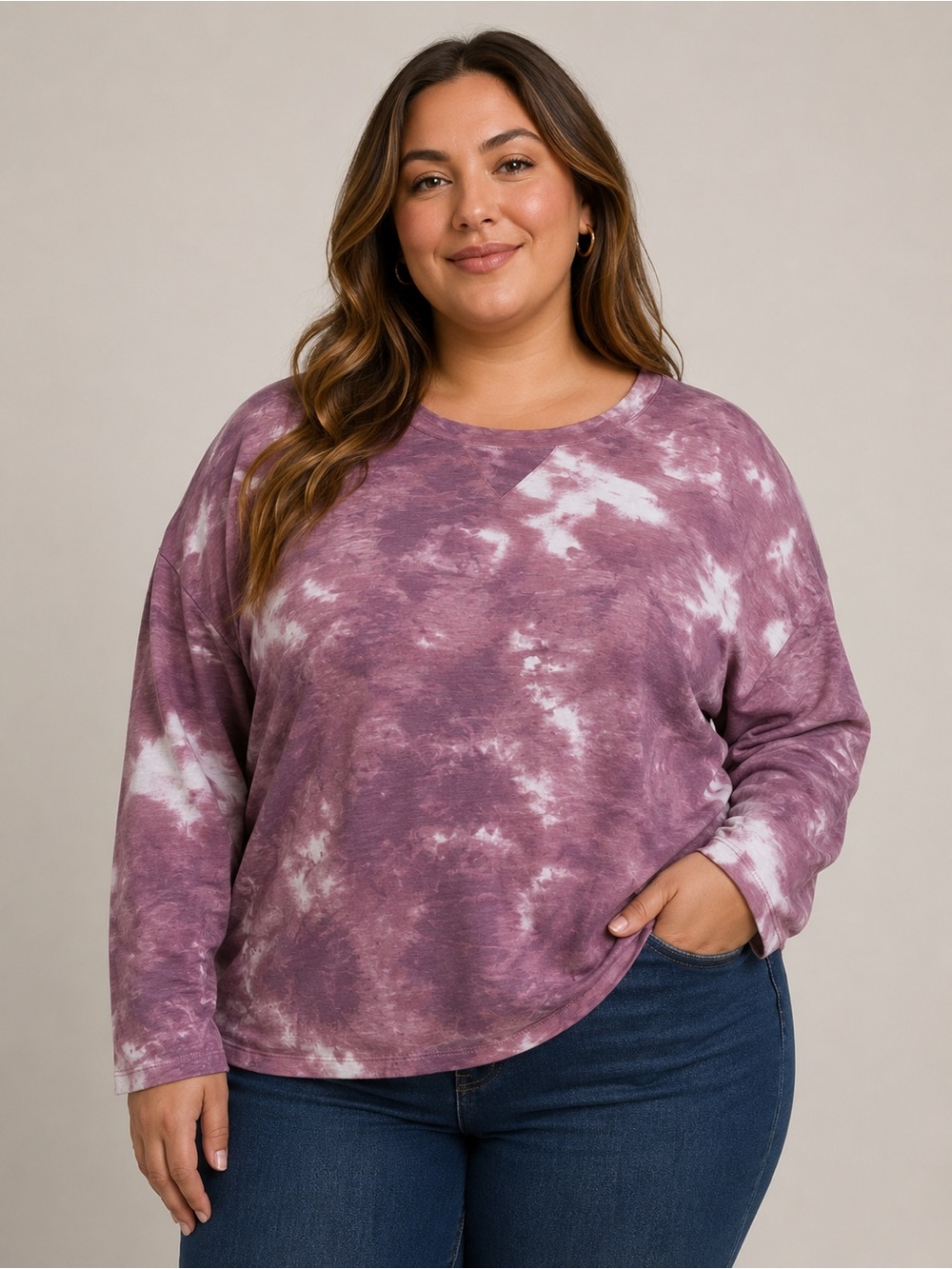 Tie Dye Purple Pink Crewneck Sweatshirt Size 1X